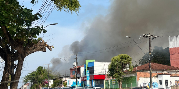 Área de mata no Centro de Manaus é atingida por incêndio de grandes proporções