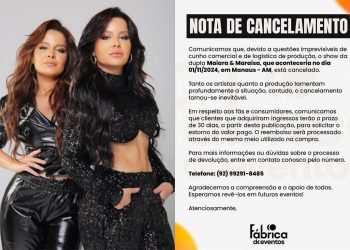 Show de Maiara & Maraisa é cancelado em Manaus e Fábrica de Eventos publica nota; Confira