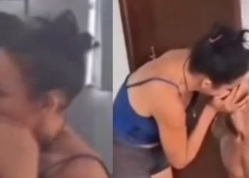 Em clima de romance, casal se despede aos beijos após serem detidos