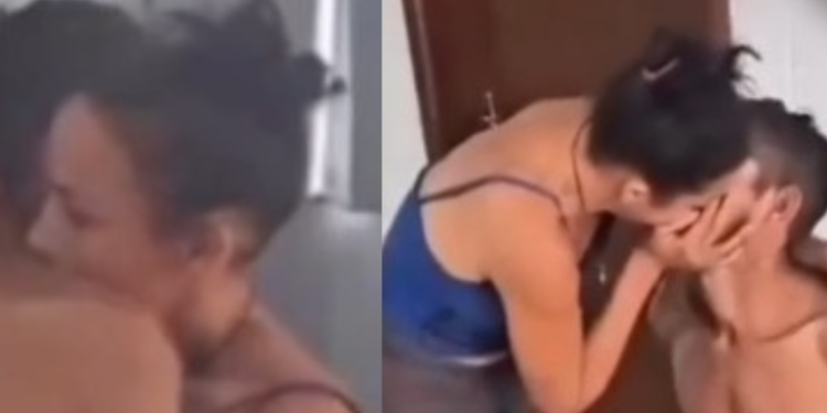 Em clima de romance, casal se despede aos beijos após serem detidos