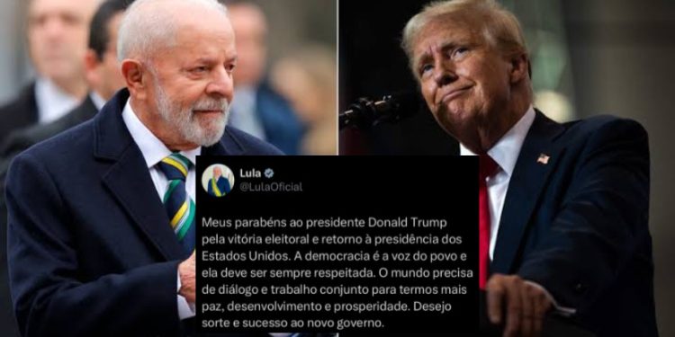 Lula parabeniza vitória de Trump e marca um chamado à diplomacia e a democracia