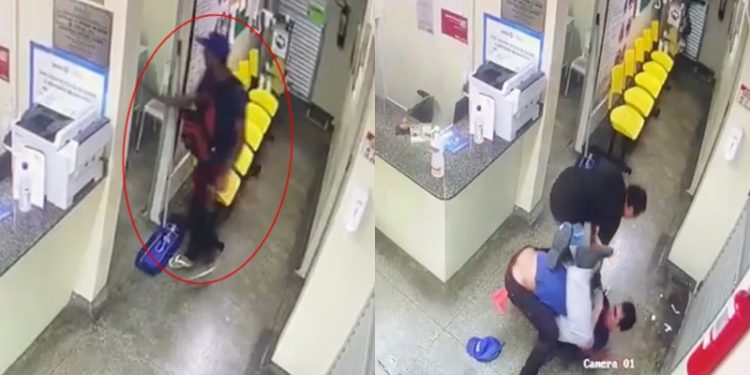 Funcionário de UBS imobiliza assaltante armado com técnica de jiu-jítsu; veja o vídeo