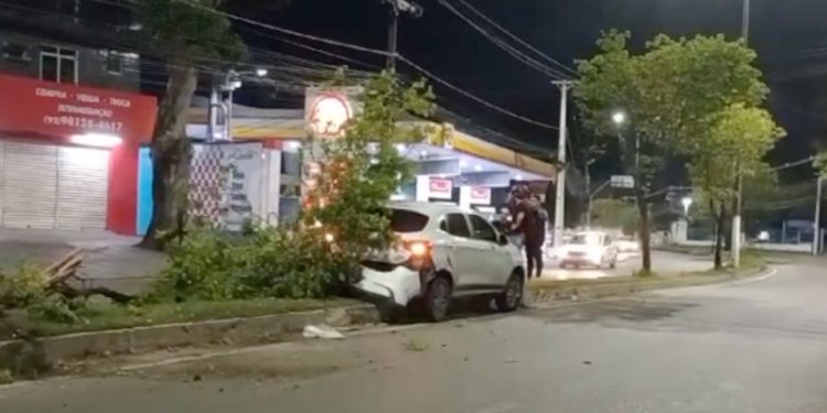 Motorista dorme ao volante e colide carro em árvore