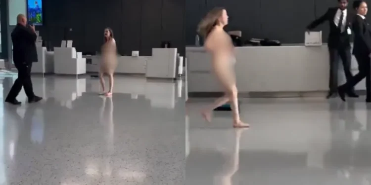 Mulher completamente nua ataca passageiros com lápis em aeroporto; veja vídeo