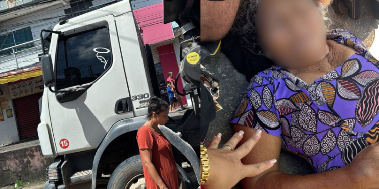 Idosa de 72 anos é atropelada por caçamba ao tentar atravessar rua em Manaus