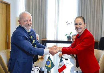 Ricardo Stuckert/PR Honduras, 09/04/2025 - Presidente da República, Luiz Inácio Lula da Silva, durante encontro bilateral com Presidenta do México Claudia Sheinbaum. Foto: Ricardo Stuckert/PR