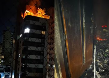 Mulher em surto incendeia e destrói cobertura de prédio