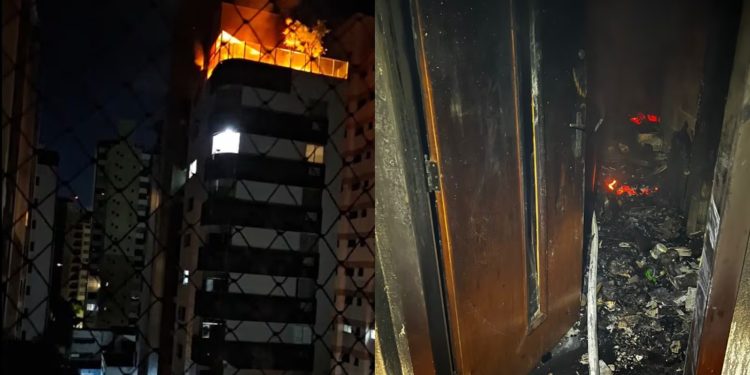 Mulher em surto incendeia e destrói cobertura de prédio