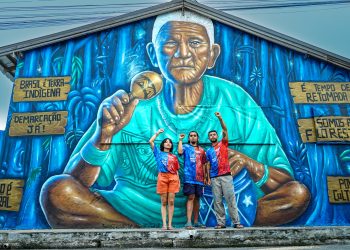 Em Parintins, mural de Andre Hullk manifesta artivismo inspirado no tema do Boi Caprichoso