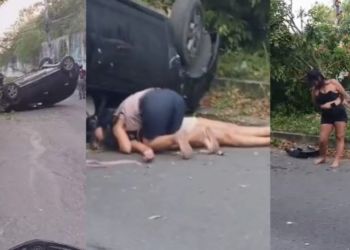 Carro capota em grave acidente no conjunto Viver Melhor lll; veja o vídeo